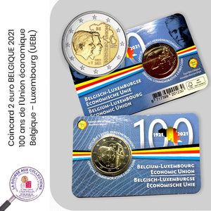 Coincard 2 euro BELGIQUE 2021 - 100 ans de l’Union économique Belgique – Luxembourg (UEBL)