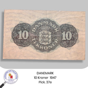 DANEMARK - 10 KRONER 1947 - Pick. 37e