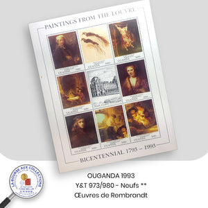 OUGANDA 1993 - Y&T 973/980 - Oeuvres de Rembrandt - NEUF **