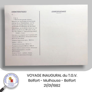 Cartes postales VOYAGE INAUGURAL du TGV Belfort - Mulhouse - Belfort  - 21/01/1982