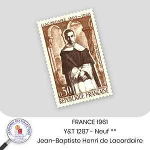 1961 - Y&T 1287 - Centenaire de la mort de Jean-Baptiste Henri de Lacordaire - Neuf **