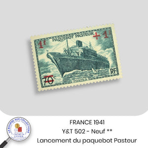 1941 - Y&T 502 - Au profit des oeuvres de mer / Lancement du paquebot Pasteur - Neuf **