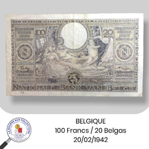 BELGIQUE - 100 Francs / 20 Belgas - 20/02/1942