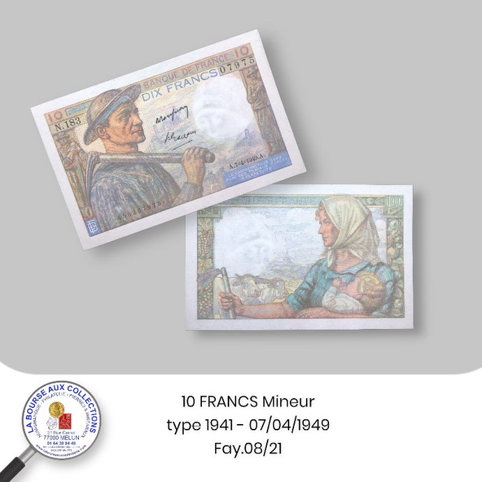 10 FRANCS Mineur type 1941 - 07/04/1949 - Fay.08/21 - NEUF / UNC