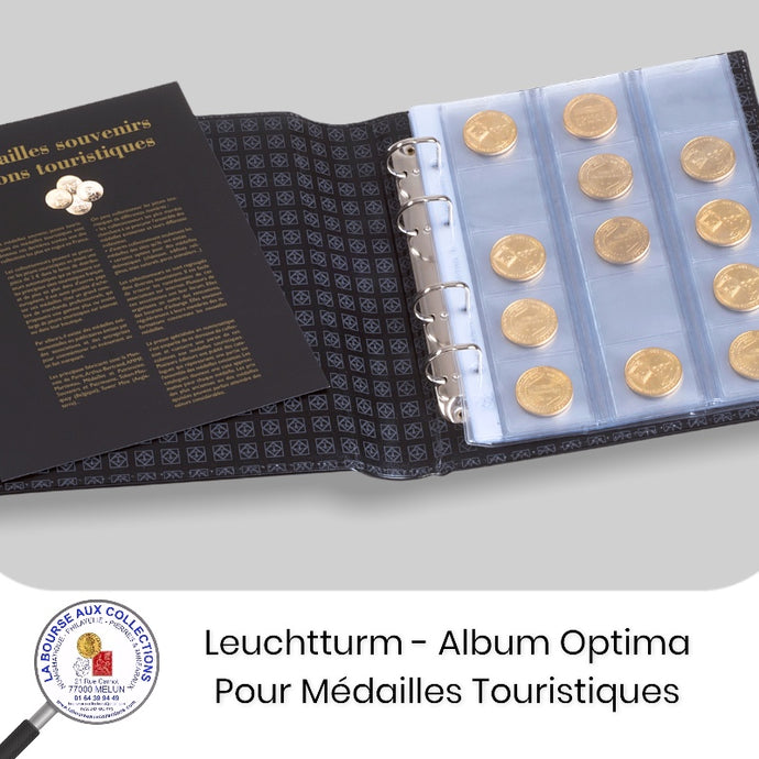 Album classeur OPTIMA pour médailles touristiques souvenirs avec 5 pochettes OPTIMA 15 cases