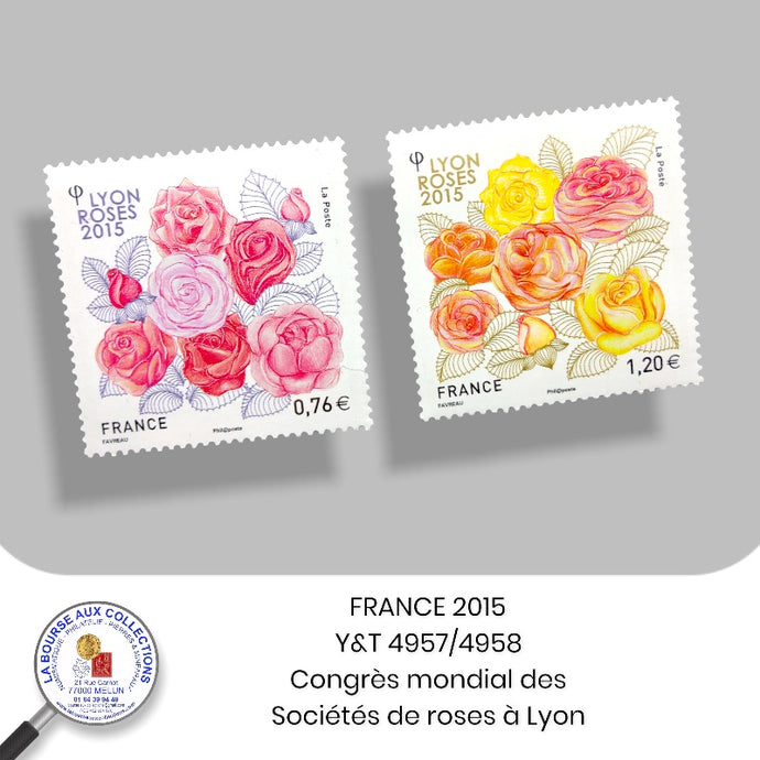 FRANCE 2015 - Y&T n° 4957/4958 - Congrès mondial des sociétés de roses à Lyon - Neuf **