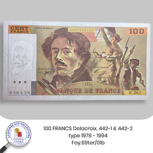 100 FRANCS Delacroix, 442-1 & 442-2 type 1978 - 1994. Fay.69ter/01b - NEUF / UNC