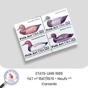 ETATS-UNIS 1985 - Y&T 1567/1570 - Canards - Neufs **