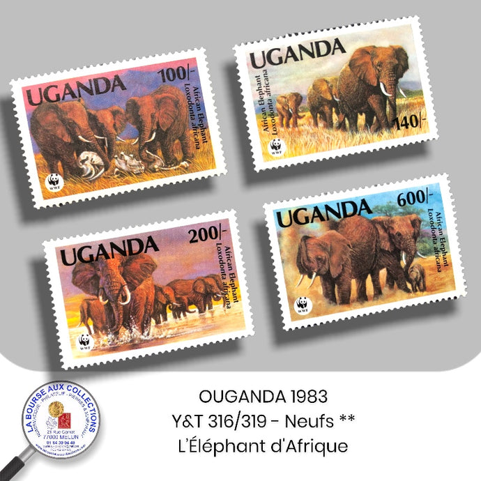 OUGANDA 1983 - Y&T 316/319 - L’Éléphant d'Afrique - NEUF **