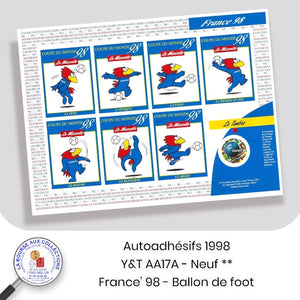 1998 - Autoadhésifs  -  Y&T n°  AA 17A  (3140) -  France' 98 / Ballon de foot - Neuf **