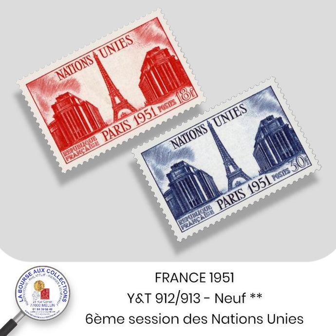 1951 - Y&T 911/912 - 6e session des Nations Unies à Paris - Neuf **