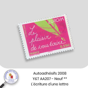 2008 - Autoadhésifs -  Y&T n° AA 207  - L'écriture d'une lettre - Neufs **