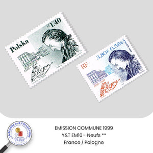 FRANCE 1999 - Emission commune France-Pologne - Y&T EM16 - Frédéric Chopin - Neufs **