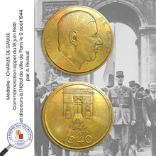 Charger l&#39;image dans la galerie, Médaille - CHARLES DE GAULLE - Commémoration appel du 18 juin 1940 et discours à l’Hôtel de ville de Paris le 9 août 1944, par A. Rivaud
