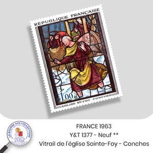 1963 - Y&T 1377 - Vitrail de l’église Sainte-Foy - Conches - Neuf **