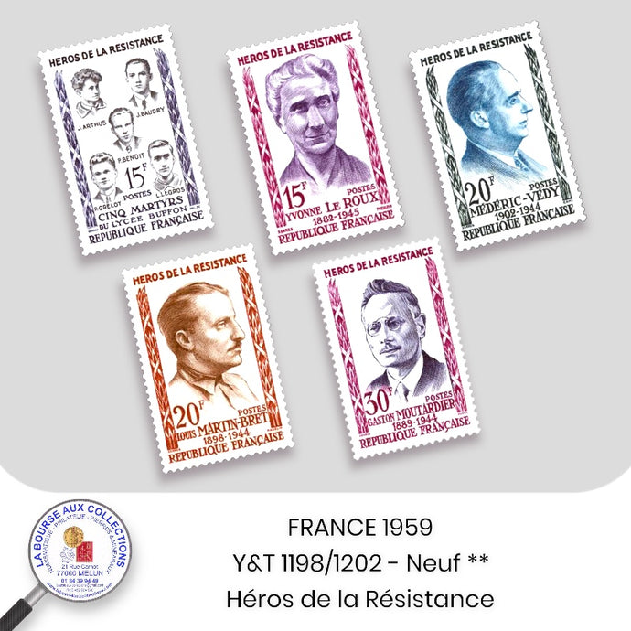 1959 - Y&T 1198/1202 - Héros de la résistance - Neuf **