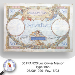 50 FRANCS Luc Olivier Merson type 1929 - 06/08/1929 - Fay.15/03