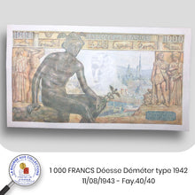 Charger l&#39;image dans la galerie, 1 000 FRANCS Déesse Déméter type 1942 - 11/08/1943 - Fay.40/40
