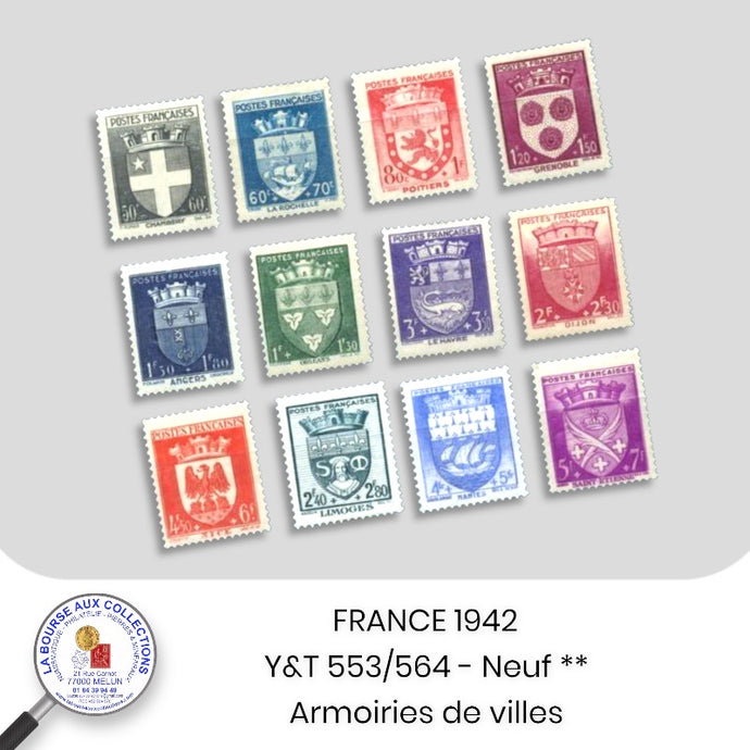 1942 - Y&T 553/564 - Armoiries de villes - Neuf **