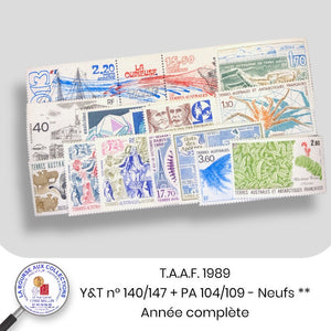 Année complète - T.A.A.F. 1989 - Y&T 140/147 + PA 103/109 - Timbres neufs **