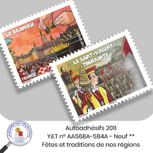 2011 - Autoadhésifs  - Y&T n° AA 568A-583A - Fêtes et traditions de nos régions - Neufs **