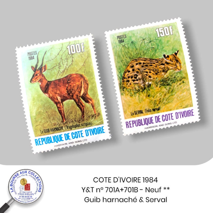 COTE D'IVOIRE 1984 - Y&T n° 701A+701B - Guib harnaché & Serval - Neuf **