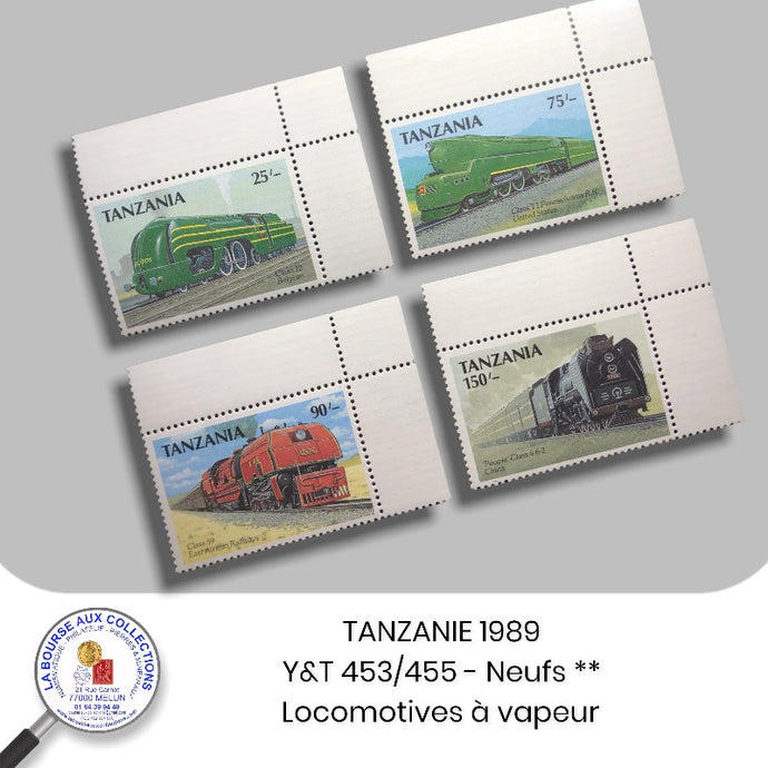 TANZANIE 1989 - Y&T 452/455 - Locomotives à vapeur - NEUF **