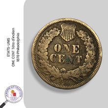 Charger l&#39;image dans la galerie, ETATS-UNIS - ONE CENT Tête d&#39;indien - 1870 Philadelphie
