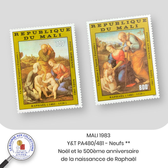 MALI 1983 - Y&T PA480/481 - Noël et le 500ème anniversaire de la naissancce de Raphaël - Neufs **