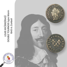 Charger l&#39;image dans la galerie, LOUIS XIII (1610/1643) - DOUBLE TOURNOIS type Warin, 1643 A, Corbeil

