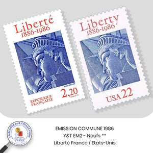 FRANCE 1986 - Emission commune - France / Etats-Unis - Y&T EM2 - Liberté - Neufs **