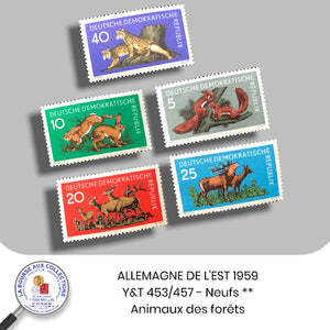 ALLEMAGNE DE L'EST 1959 - Y&T 453/457 - Animaux des forêts - NEUF **