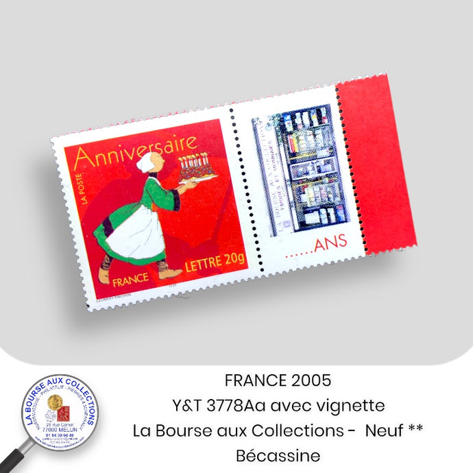 Personnalisés 2005 - Y&T 3778Aa - Timbre Anniversaire '' Bécassine''+ vignette personnalisé La bourse aux collections. - NEUF **