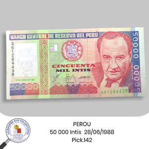 PEROU - 50 000 Intis  28/06/1988  - Pick.142 - NEUF/UNC