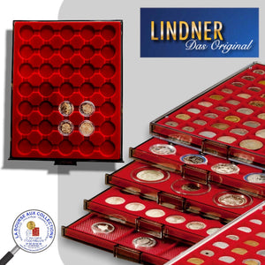 Lindner - BOX MONNAIES empilable - 35 cases rondes pour monnaies jusqu'à Ø 32 mm
