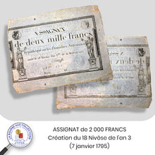 Charger l&#39;image dans la galerie, ASSIGNAT - 2 000 FRANCS - Création du 18 Nivôse de l&#39;an 3 (7 janvier 1795)
