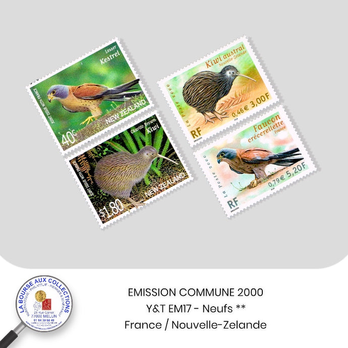FRANCE 2000 - Emission commune France-Nouvelle-Zélande - Y&T EM17 - Faune en voie de disparition - Neufs **