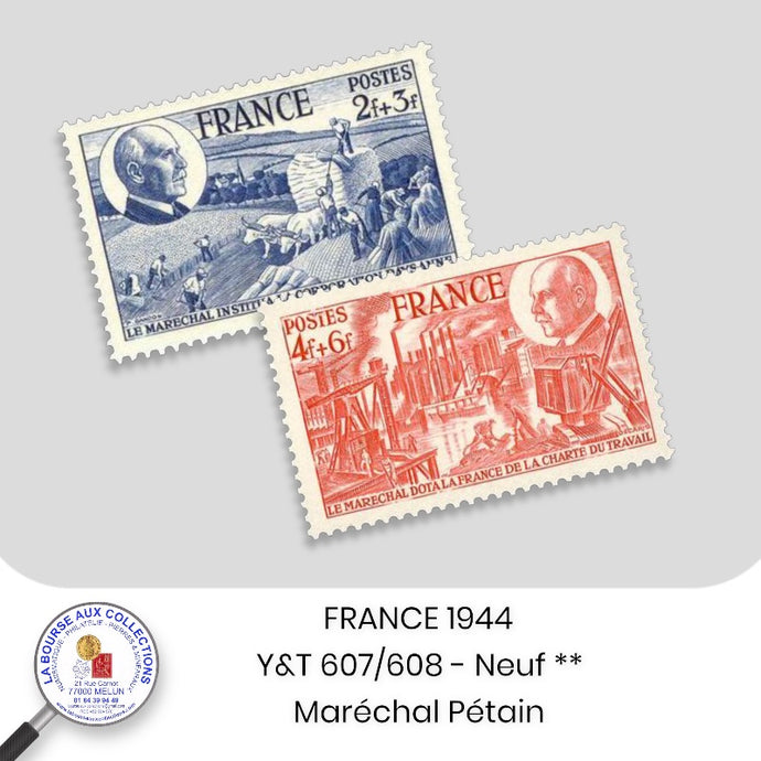 1944 - Y&T 607/608 - 88 ème anniversaire du maréchal Pétain - Neuf **