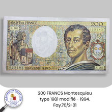 Charger l&#39;image dans la galerie, 200 FRANCS Montesquieu type 1981 modifié - 1994. Fay.70/2-01

