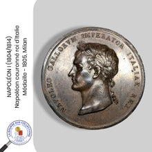 Charger l&#39;image dans la galerie, NAPOLEON I (1804/1814) - Médaille - Napoléon couronné roi d&#39;Italie - 1805, Milan
