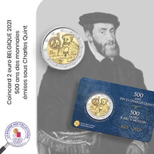 Charger l&#39;image dans la galerie, Coincard 2 euro BELGIQUE 2021 - 500 ans des pièces de monnaie émises sous Charles Quint
