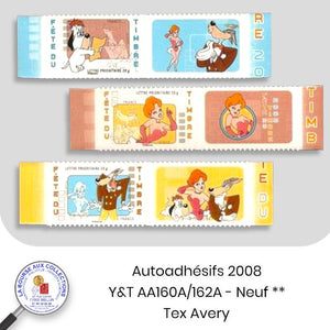 2008 - Autoadhésifs -  Y&T n° AA 160A/162A (4149A/4151A) - Tex Avery  - Neufs **
