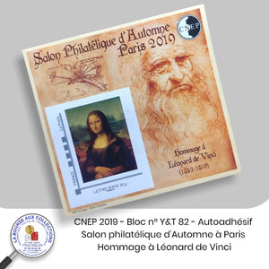 CNEP 2019 - Bloc n° Y&T 82 - Autoadhésif - Salon philatélique d'Automne à Paris -Hommage à Léonard de Vinci