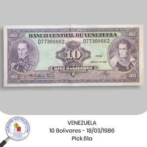 VENEZUELA - 10 Bolivares - 18/03/1986  - Pick.61a