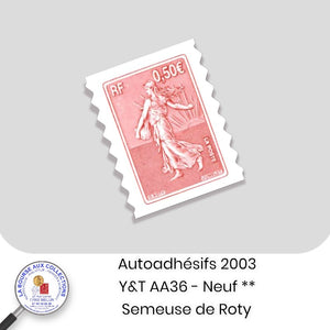 2003 - Autoadhésifs -  Y&T n°  AA 36 (3619) - Semeuse de Roty - Neuf **