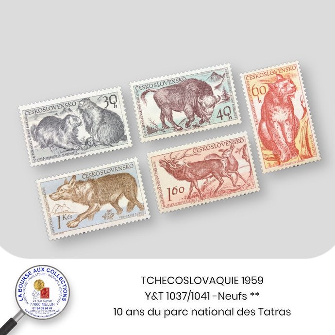TCHECOSLOVAQUIE 1959 - Y&T 1037/1041 - 10ème anniversaire du parc national des Tatras  - Neufs **